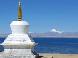 20 Trugo Gompa Chorten With Lake Manasarovar And Mount Kailash The chorten next to Trugo Gompa has a great view of Mount Kailash across Lake Manasarovar.